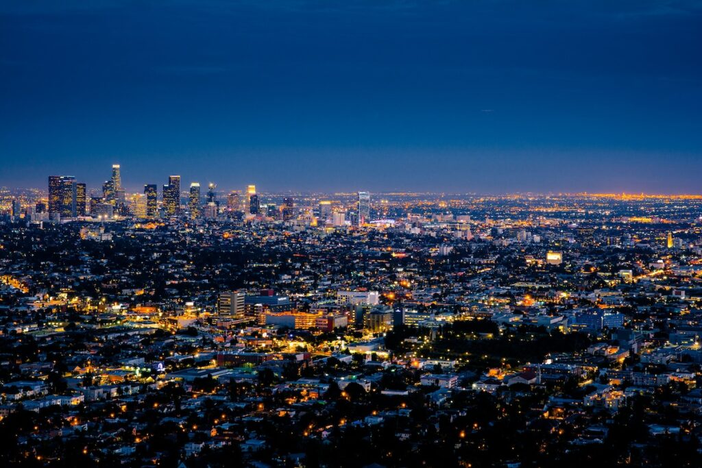 california-los-angeles-notte Vista panoramica notturna di Los Angeles